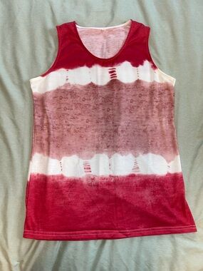 Women's Red Tie-Dye Sleeveless Tank Top